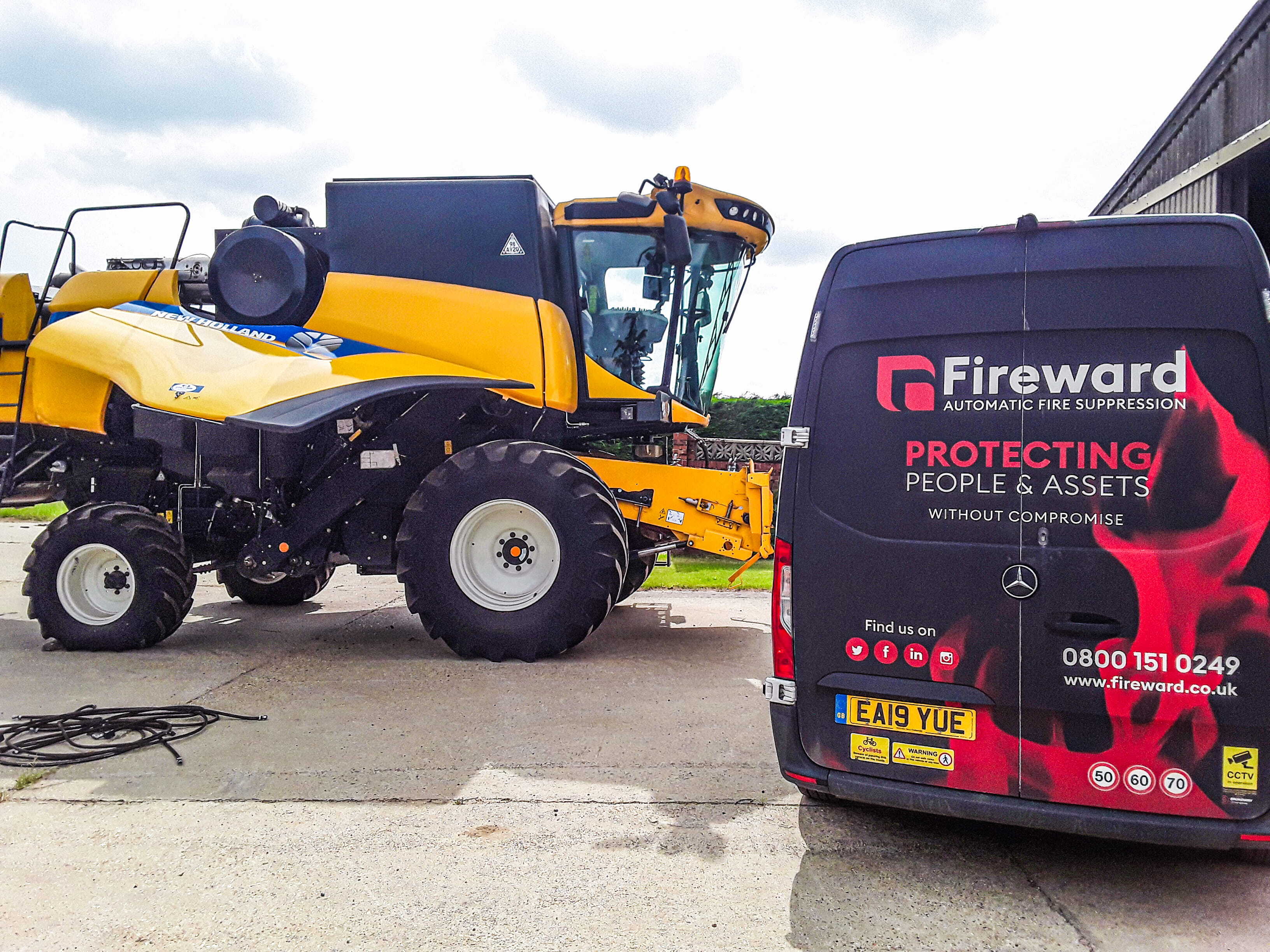 New Holland combine harvester fire suppression