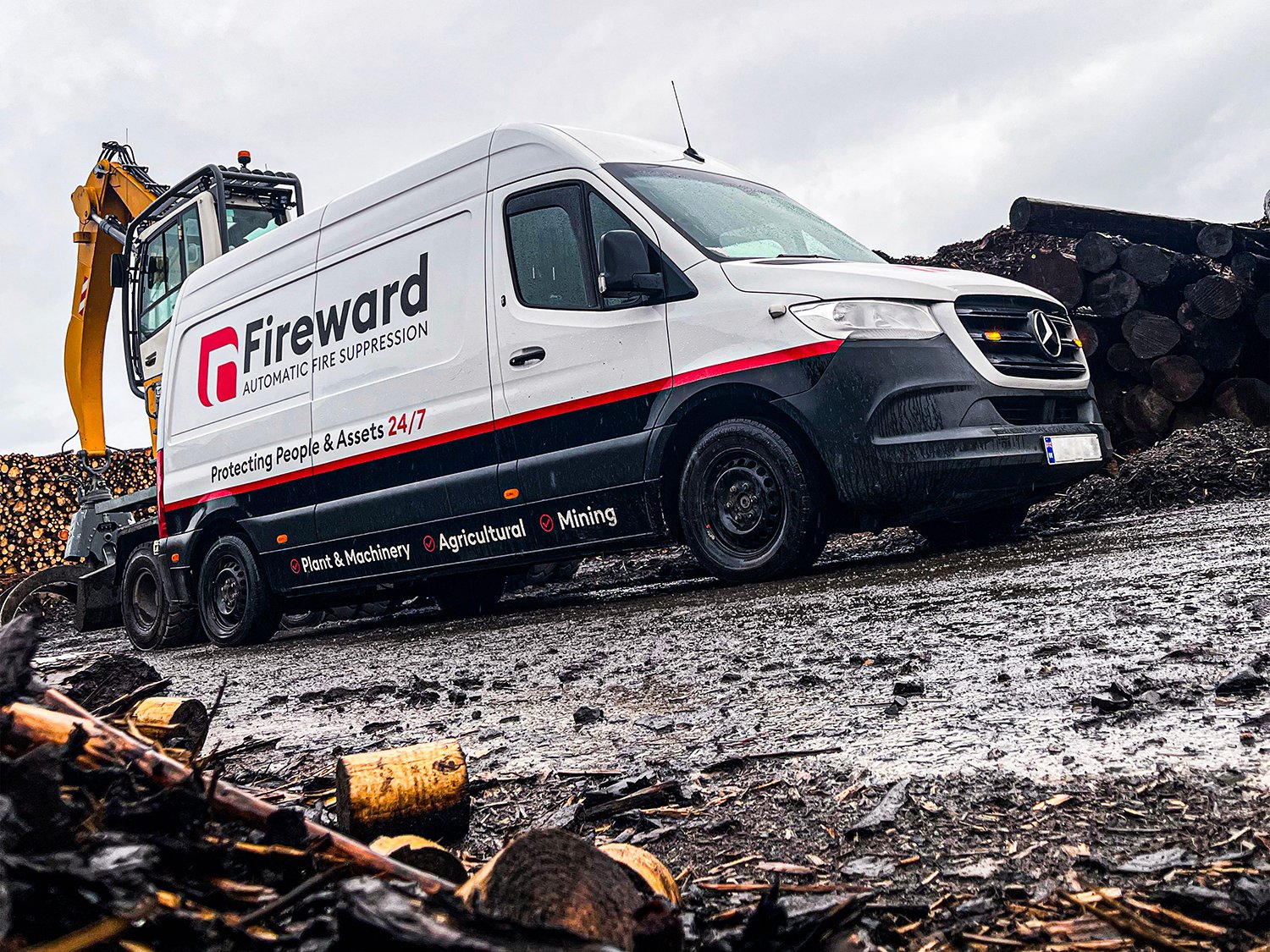 Fireward van with a Liebherr material handler in the forestry sector copy