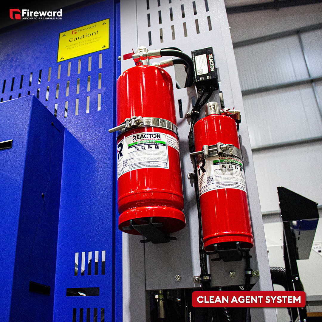 Clean agent fire suppression system fitted to a cnc machine
