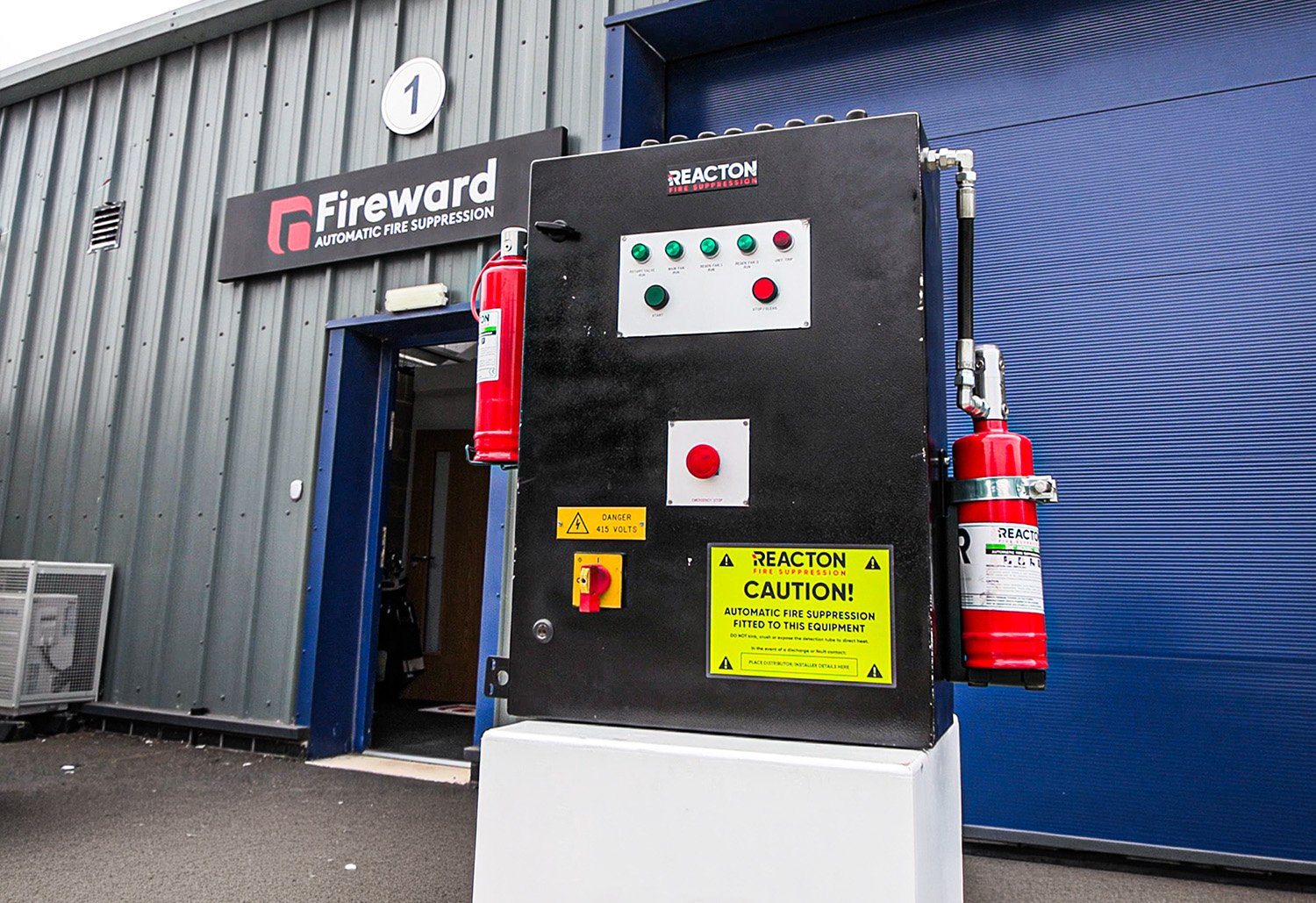 Fireward fire suppression system on an electrical control unit-1