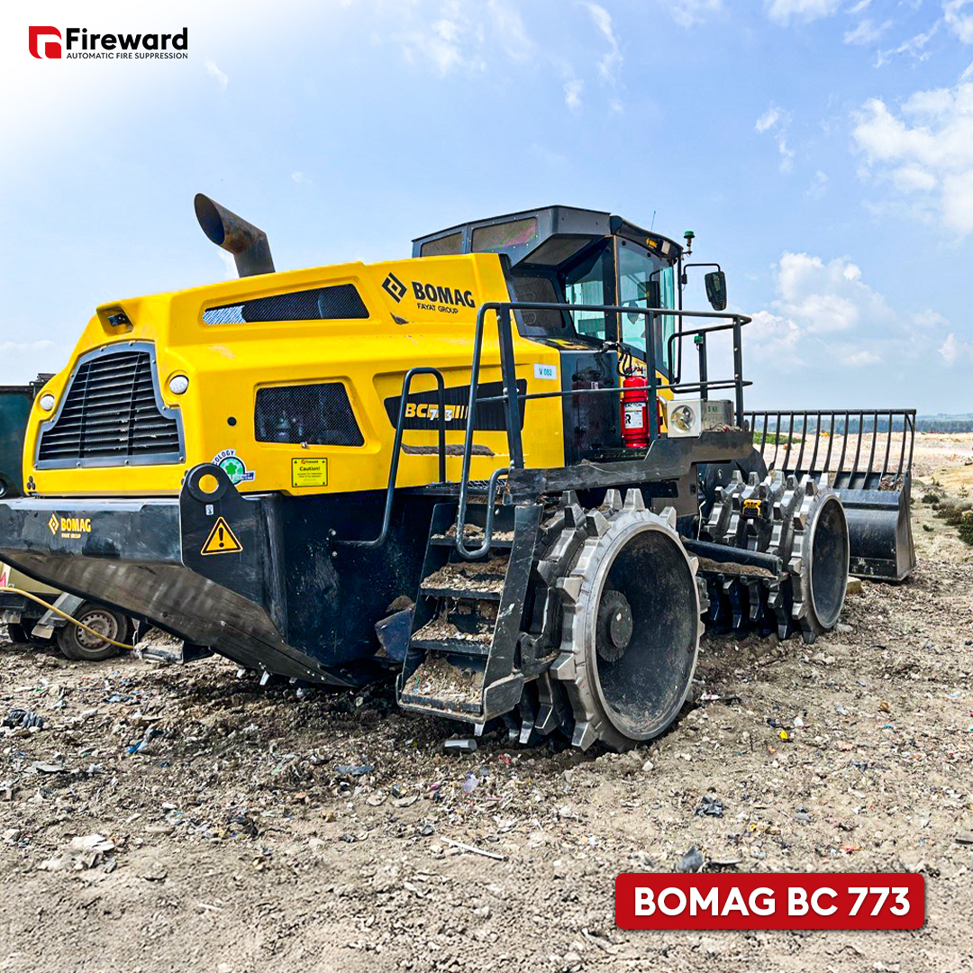 Bomag 773 landfill compactor with fire suppression