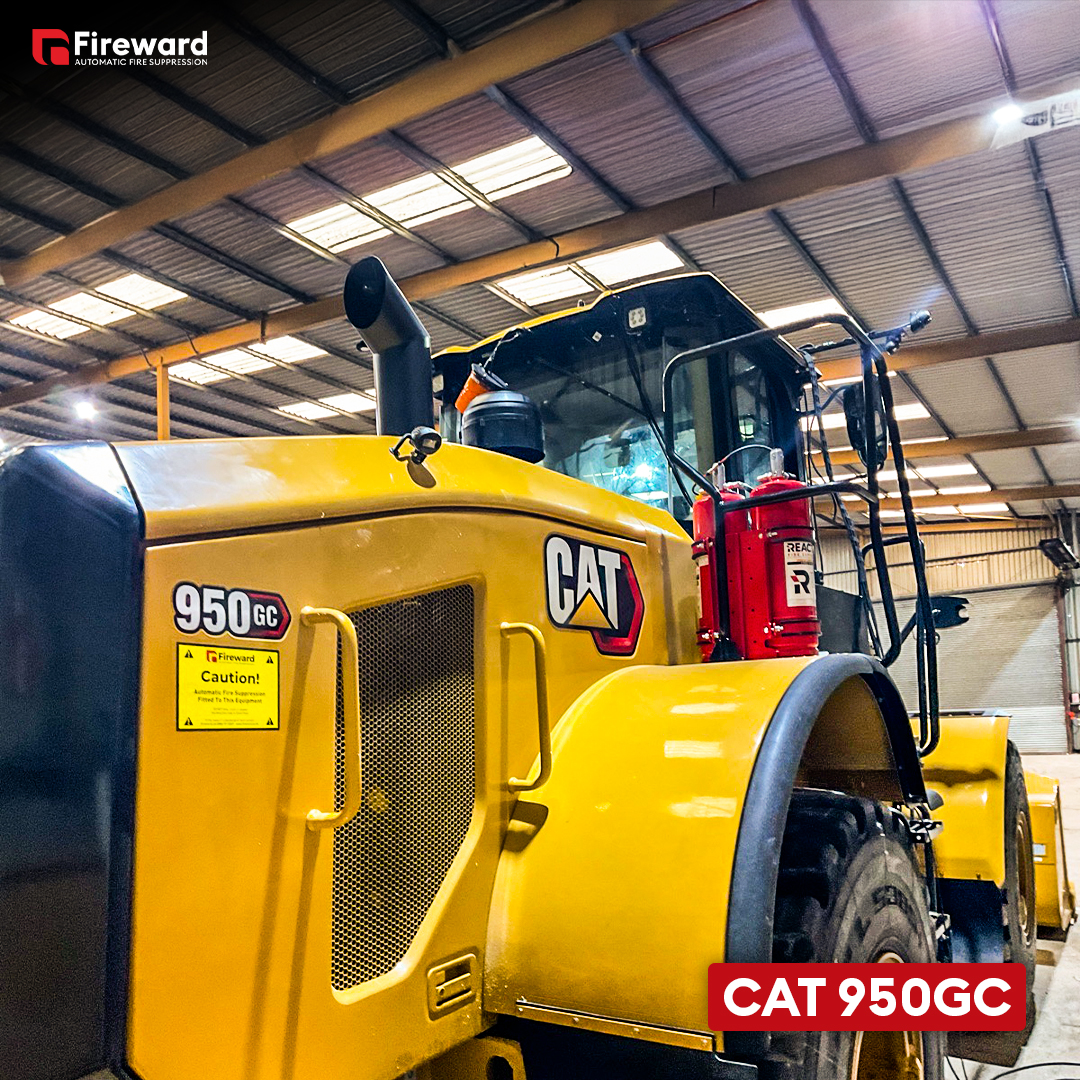 CAT 950 GC wheel loader fitted with automatic fire suppression