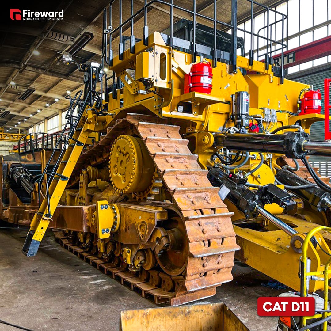 CAT D11 dozer with vehicle fire suppression system