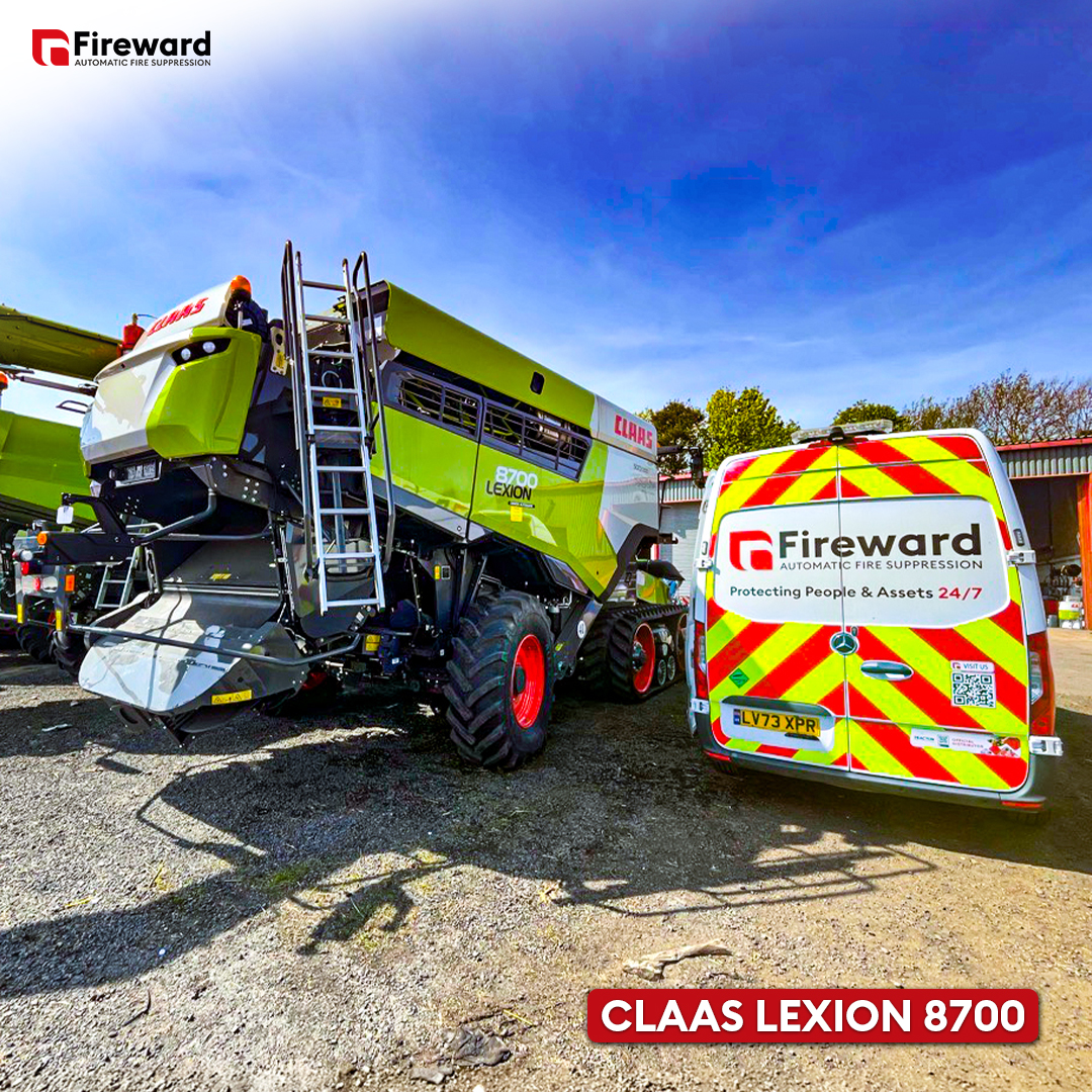 Claas Lexion 8700 combine harvester with fire suppression system