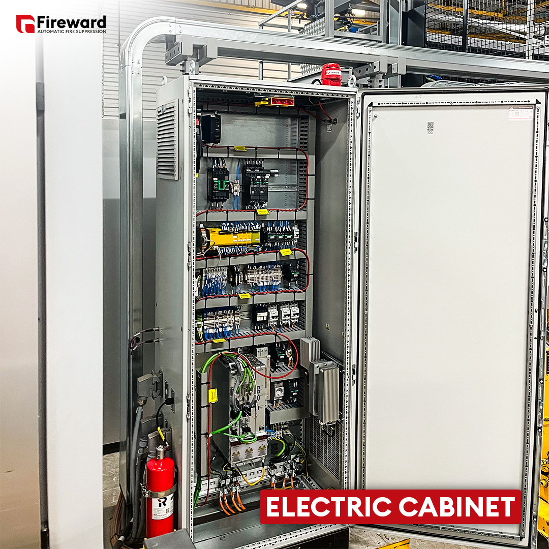 Electrical cabinet with an automatic fire suppression system