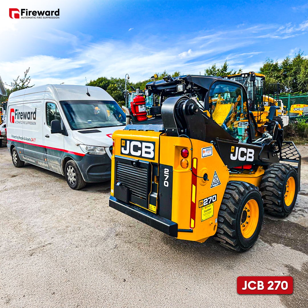 JCB 270 skid steer loader with mobile plant fire suppression