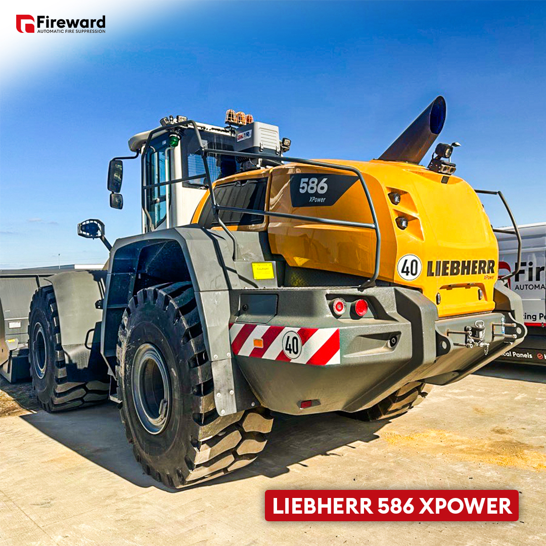 Liebherr 586 Wheel Loader fitted with vehicle fire suppression