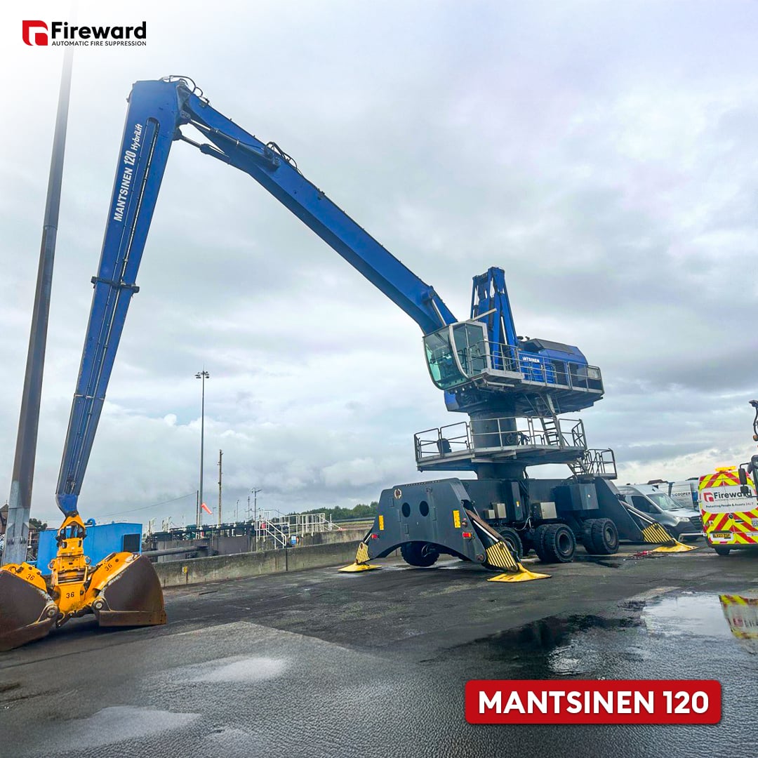 Mantsinen 120 bulk material handler with fire suppression system installed