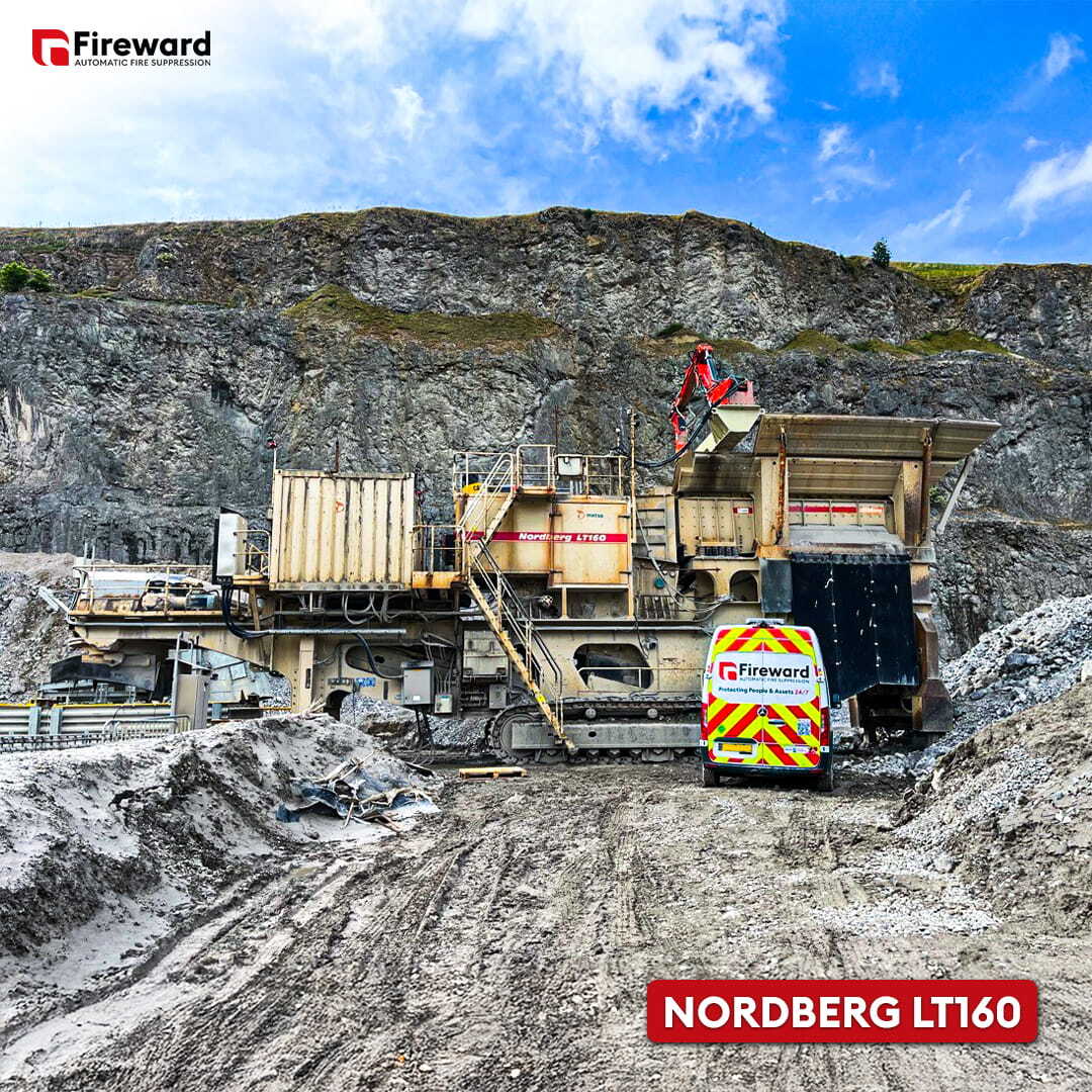 Metso Nordberg LT160 mobile crusher with fire suppression system installed